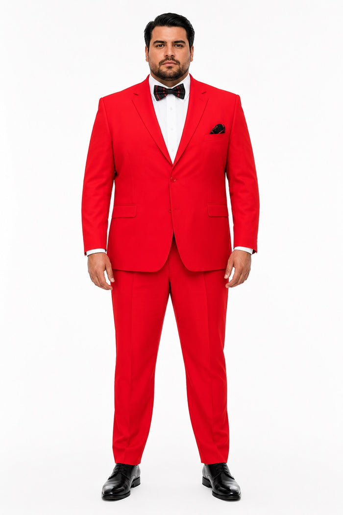 Mens Red Suit Poly~Rayon Fabric Modern Cut 2 Button Cheap Business Suits Clearance Sale