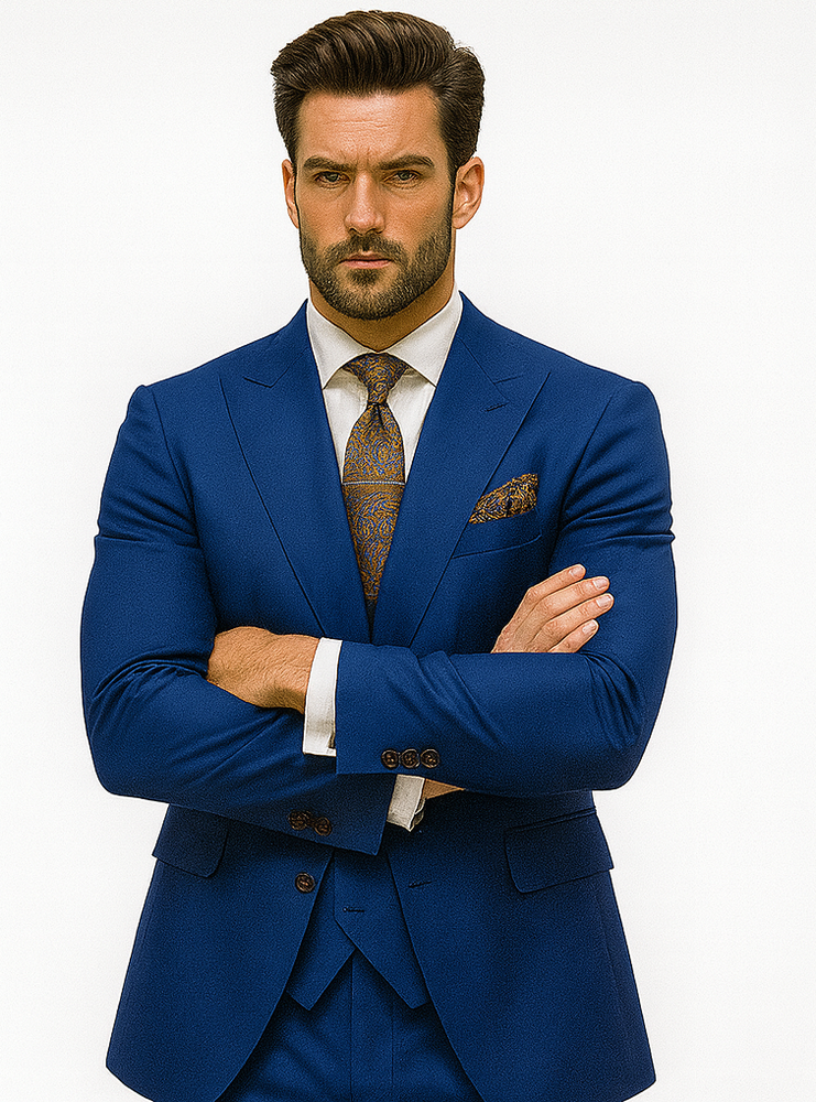 Modern Fit Blue Three-Piece Suit – Stylish Business & Wedding Look