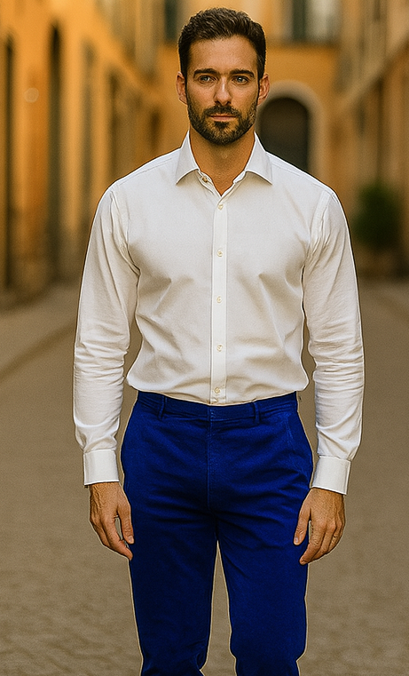 Mens Royal Blue Velvet Pants Flat Front Unhemmed Unfinished Bottom