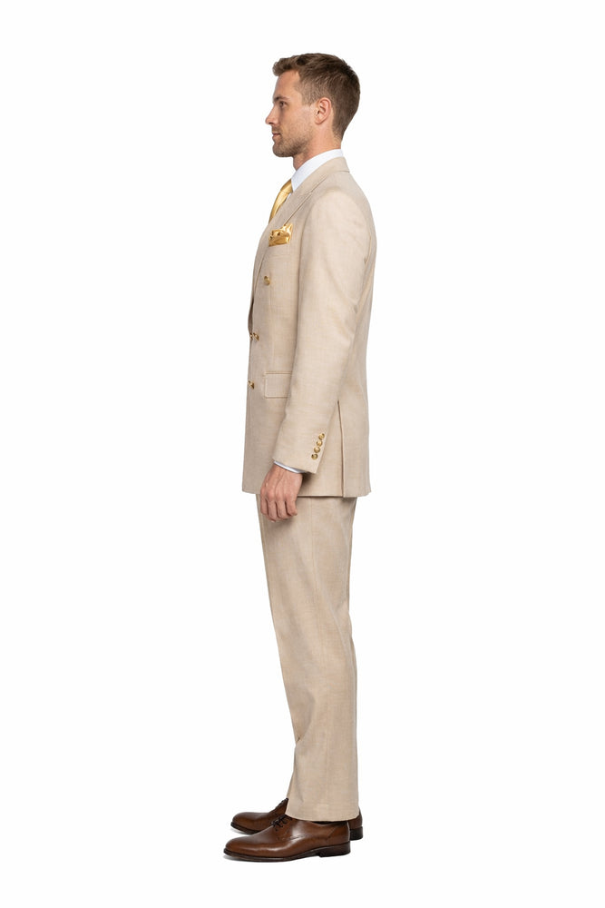 Imperial Sand Double-Breasted 2-Piece Power Suit by Rossiman