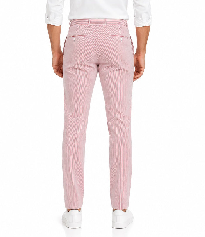 Mens Seersucker Stretch Pant Red