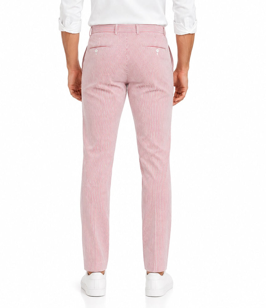 Mens Seersucker Stretch Pant Red
