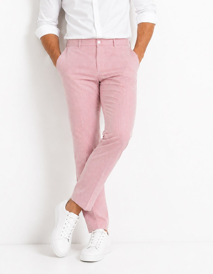 Mens Seersucker Stretch Pant Red