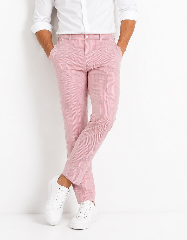 Mens Seersucker Stretch Pant Red