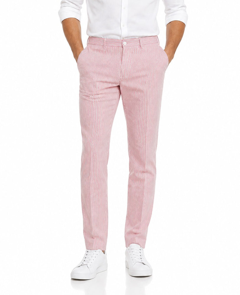 Mens Seersucker Stretch Pant Red