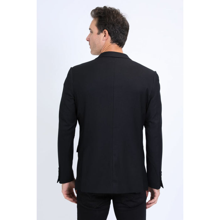 Men’s Sleek Black Stretch Blazer – Modern Fit Evening Wear