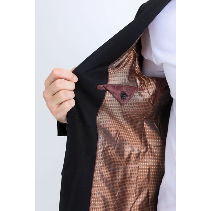 Men’s Sleek Black Stretch Blazer – Modern Fit Evening Wear
