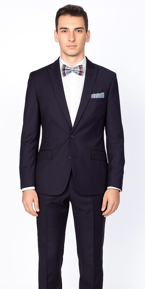 Men’s Slim Fit 100% Wool Suit by Rossiman Rossi | Peak Lapel Jacket & Plum Tapered Pants – Italian Tailored Luxury 3-Piece Suit