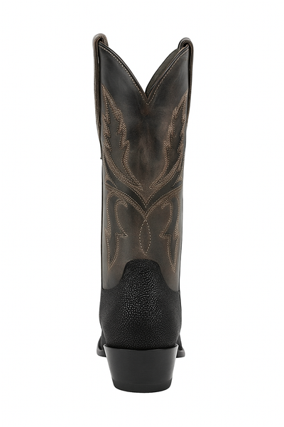 Men's King Exotic Snip Toe Stingray Boots Single Stone Handmade Black (494R1205)