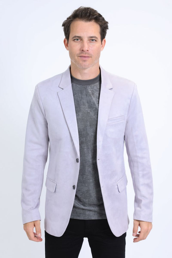 Men's Solid Suede Blazer by Platini in Grey
