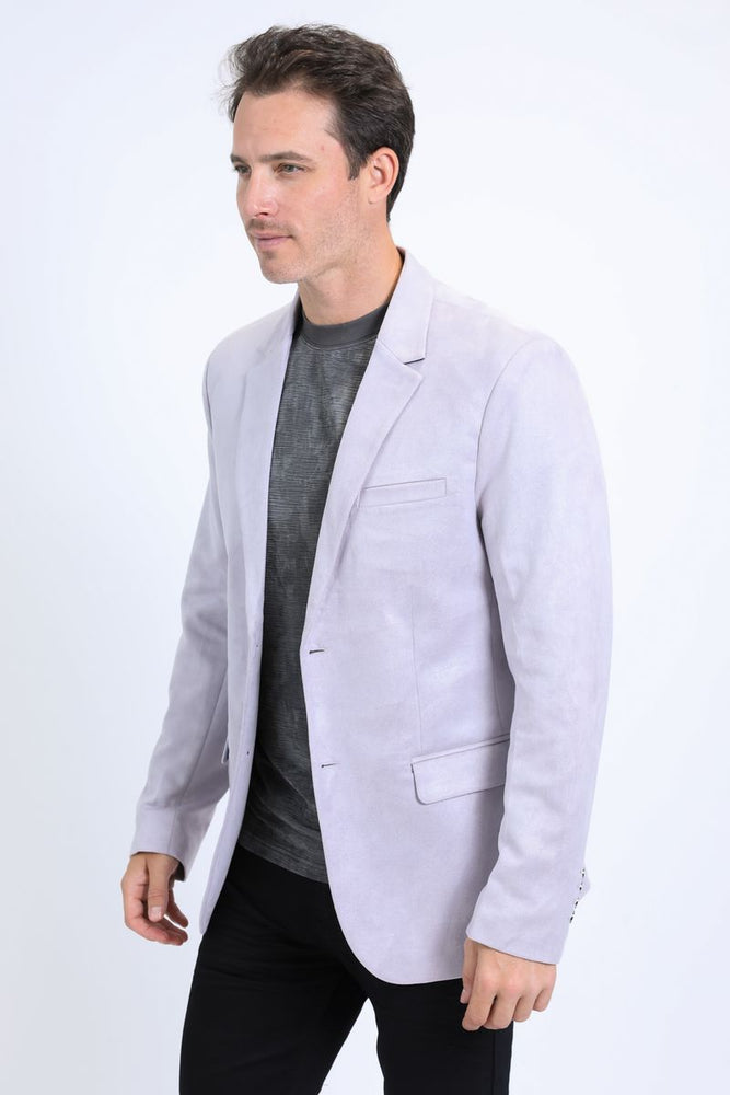 Men's Solid Suede Blazer by Platini in Grey