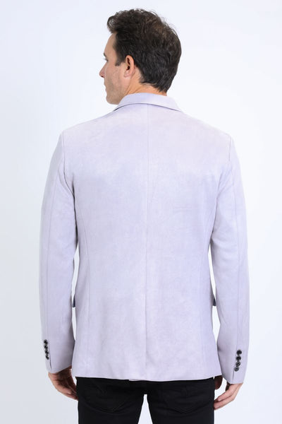 Men's Solid Suede Blazer by Platini in Grey