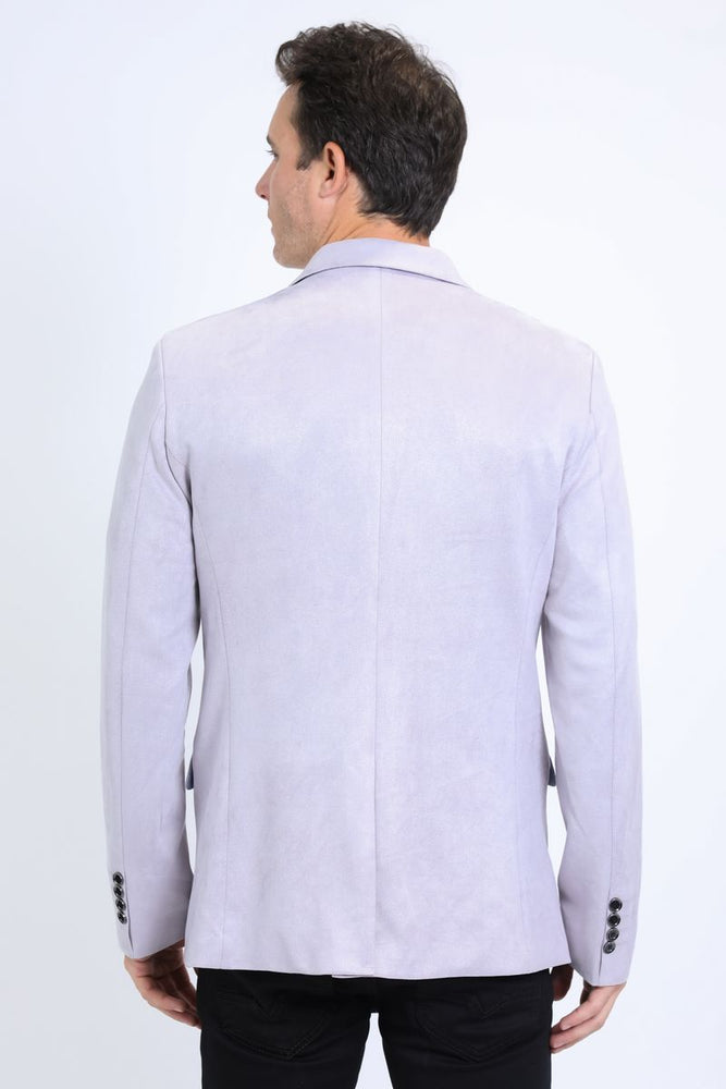 Men's Solid Suede Blazer by Platini in Grey