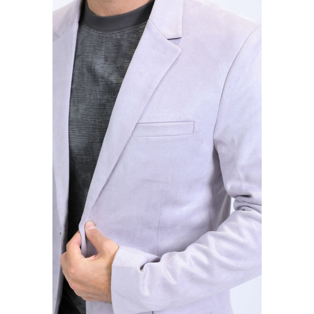 Men's Solid Suede Blazer by Platini in Grey