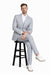 Men's Stacy Adams Vested Peak Lapel Baby Blue Plaid Prom & Wedding Suit