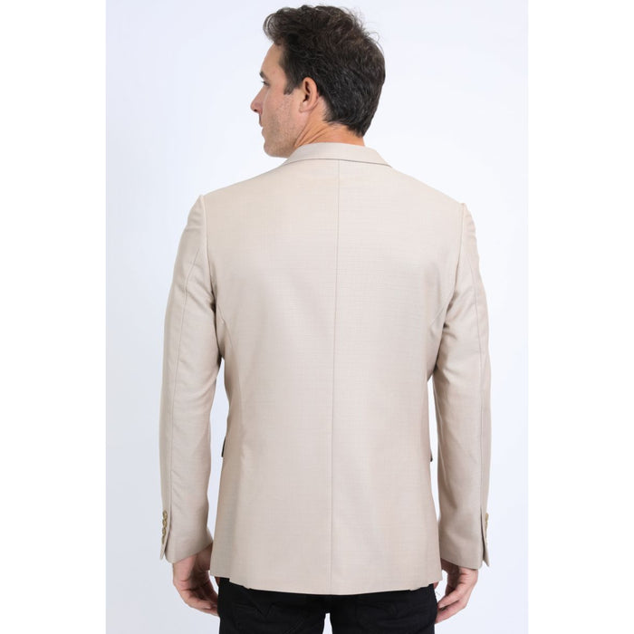 Men’s Stylish Khaki Stretch Blazer – Modern Fit Evening Wear