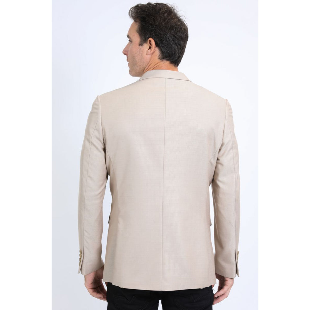 Men’s Stylish Khaki Stretch Blazer – Modern Fit Evening Wear