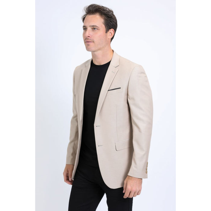 Men’s Stylish Khaki Stretch Blazer – Modern Fit Evening Wear