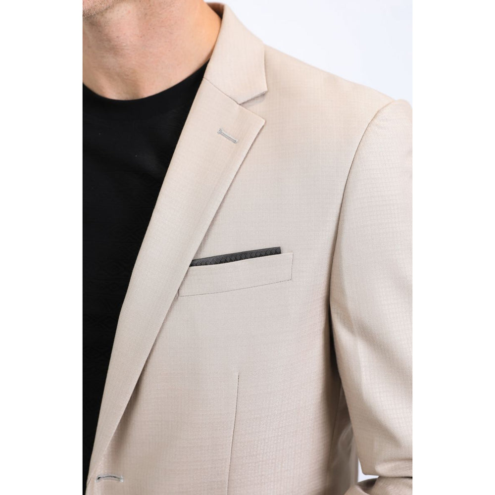 Men’s Stylish Khaki Stretch Blazer – Modern Fit Evening Wear