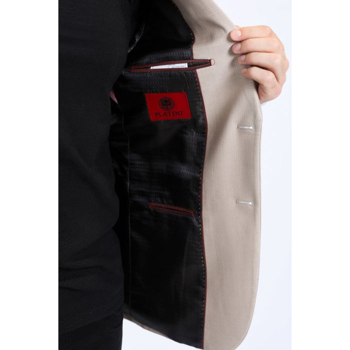 Men’s Stylish Khaki Stretch Blazer – Modern Fit Evening Wear