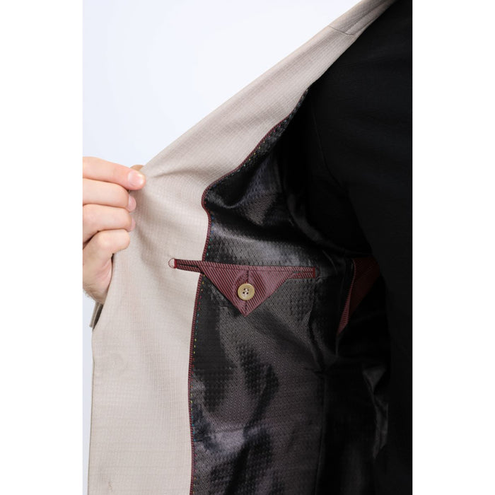Men’s Stylish Khaki Stretch Blazer – Modern Fit Evening Wear