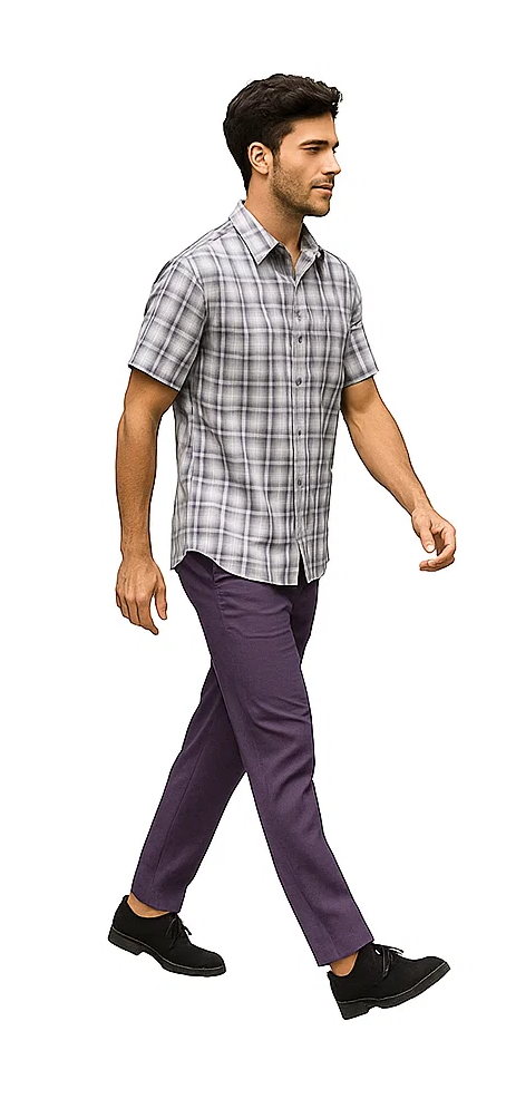 Men's Textured Plaid Walking Suit in Lavender/Off White by Dreams by Zacchi – 2 Piece Leisure Outfit with Matching Shirt and Pants - $99