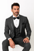 Charcoal Vested Tuxedo for Men – Satin Shawl Lapel Formal Prom Suit