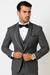 Charcoal Vested Tuxedo for Men – Satin Shawl Lapel Formal Prom Suit