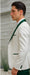 Hunter Green & White Paisley Mens Tuxedo – Vested Wool Suit for Prom & Weddings