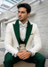 Hunter Green & White Paisley Mens Tuxedo – Vested Wool Suit for Prom & Weddings