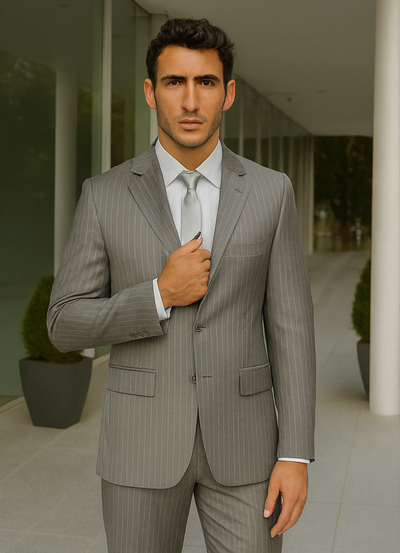 Light Grey Pinstripe Suit
