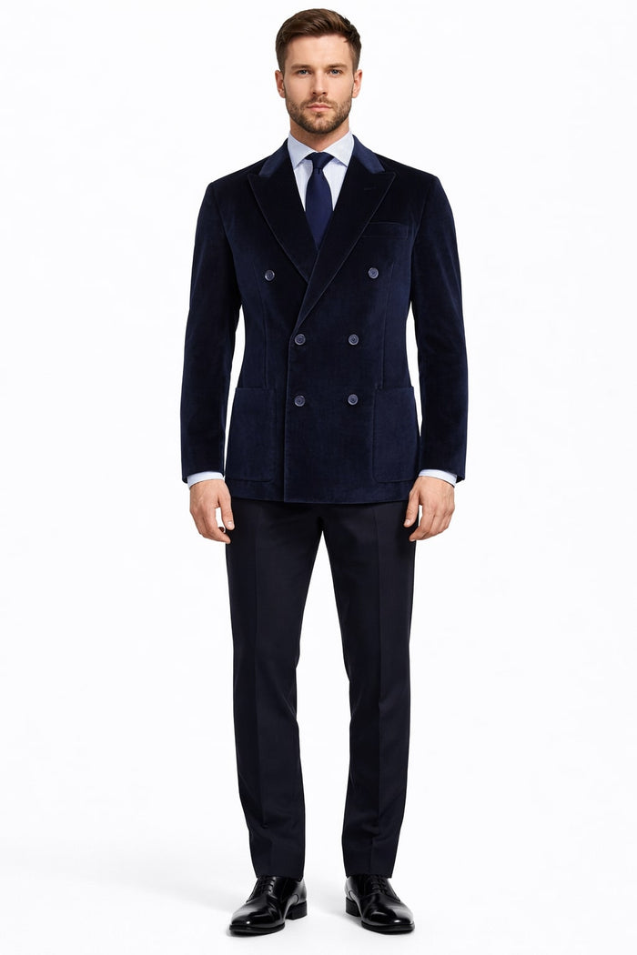 Men's Velvet Dark Navy Blue Blazer - Sport Coat For Men