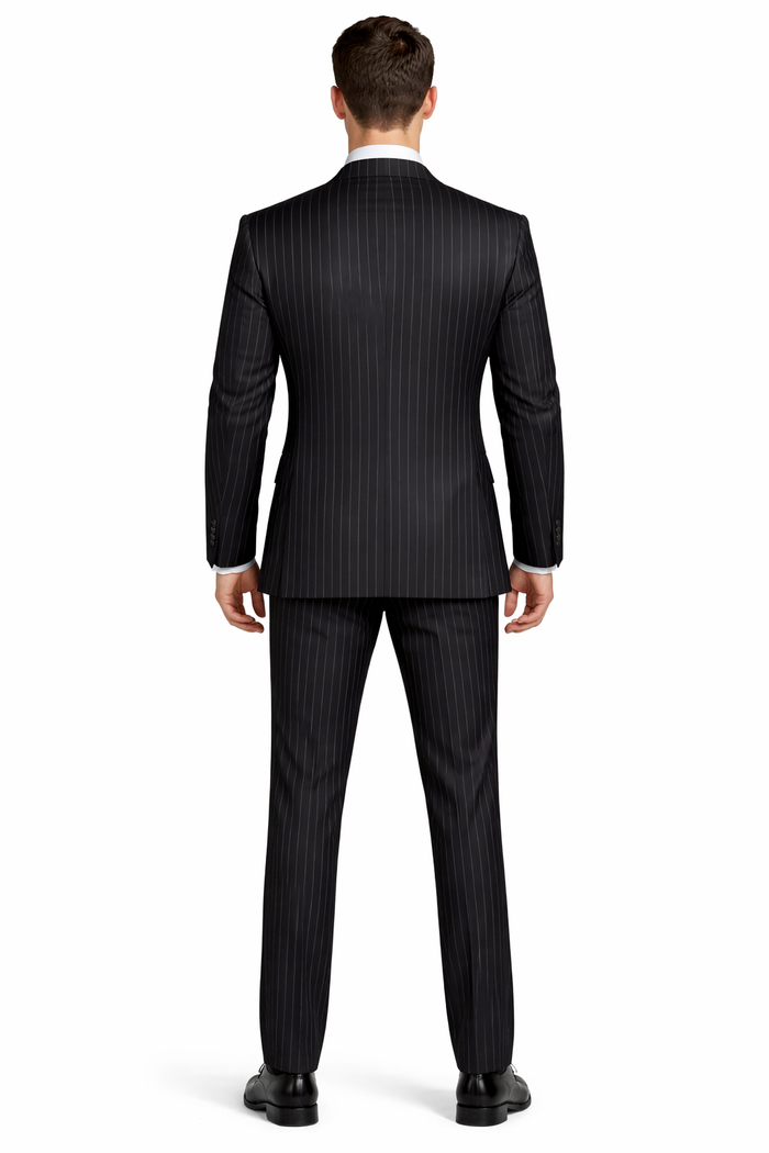 Mens Vested Gangster Pinstripe 1920's Suit in Black