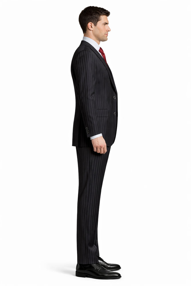 Mens Vested Gangster Pinstripe 1920's Suit in Black