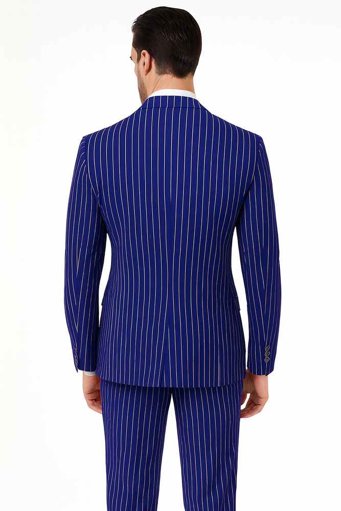 Mens Vested Gangster Pinstripe 1920's Suit in Blue