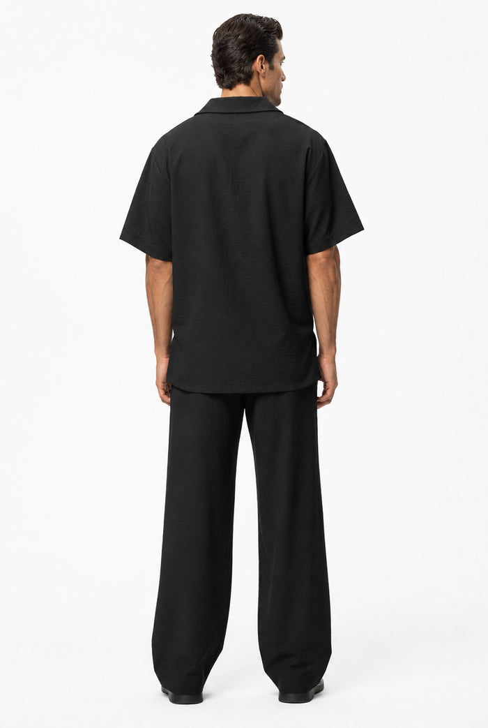 Mens Walking Suit - Casual Shirt and Pants - Black
