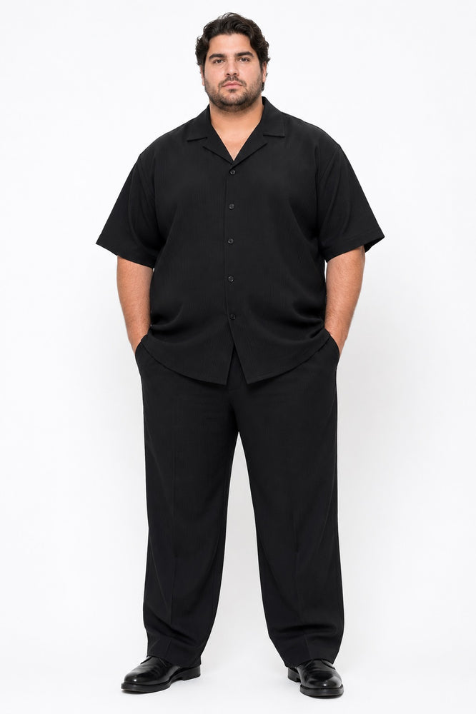 Mens Walking Suit - Casual Shirt and Pants - Black