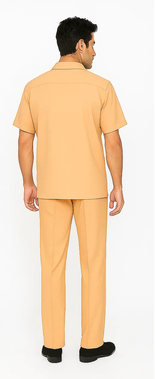 Mens Walking Suit in Color Melon Leisure Suit Casual Matching Shirt and Pants $99