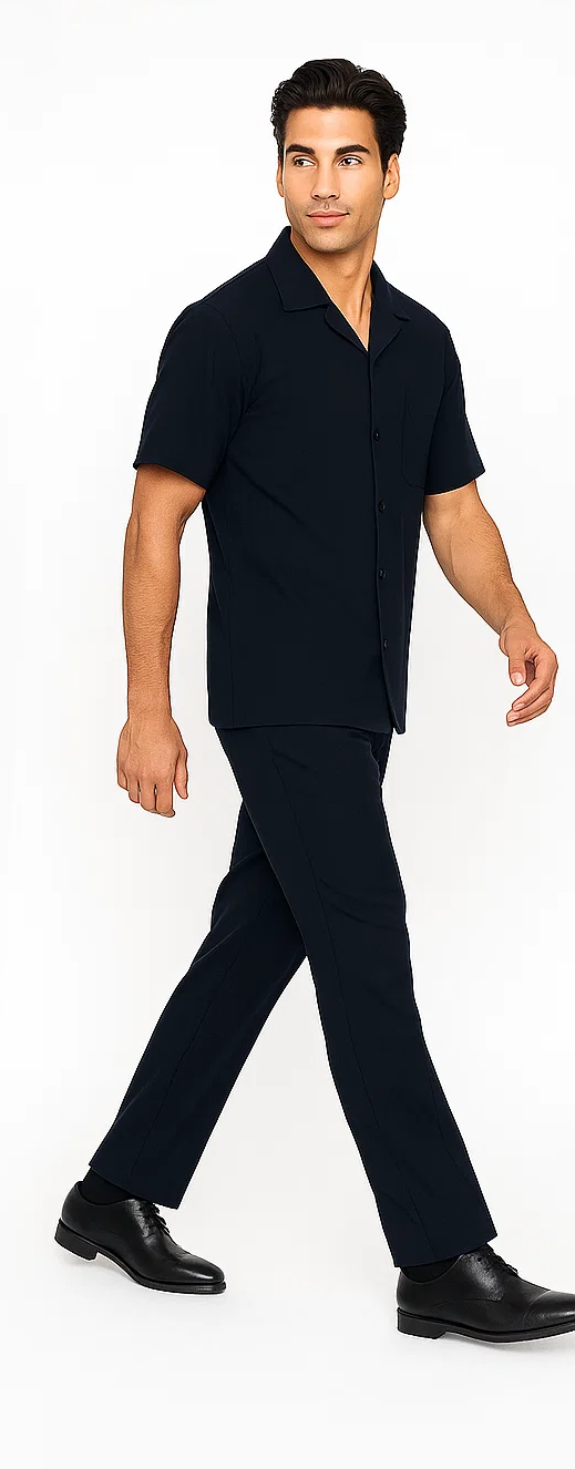 Mens Walking Suit in Color Navy Leisure Suit Casual Matching Shirt and Pants $99