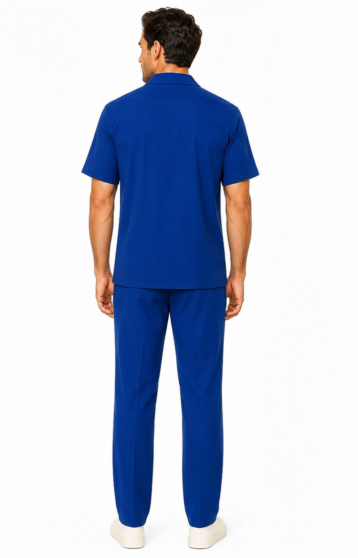 Mens Walking Suit in Color Royal Blue Leisure Suit Casual Matching Shirt and Pants