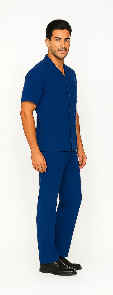 Mens Walking Suit in Color Royal Blue Leisure Suit Casual Matching Shirt and Pants $99