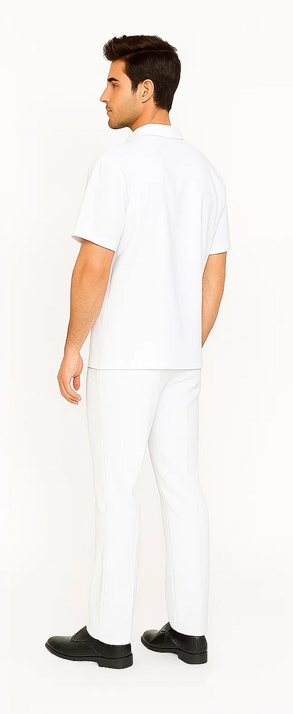 Mens Walking Suit in Color White Leisure Suit Casual Matching Shirt and Pants $99