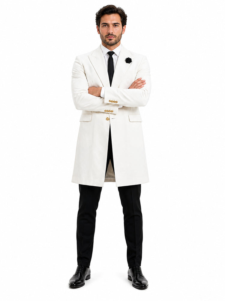 Mens White Velvet Victorian Tailcoat Tuxedo – Three Quarter Length Cutaway Stage And Wedding Jacket