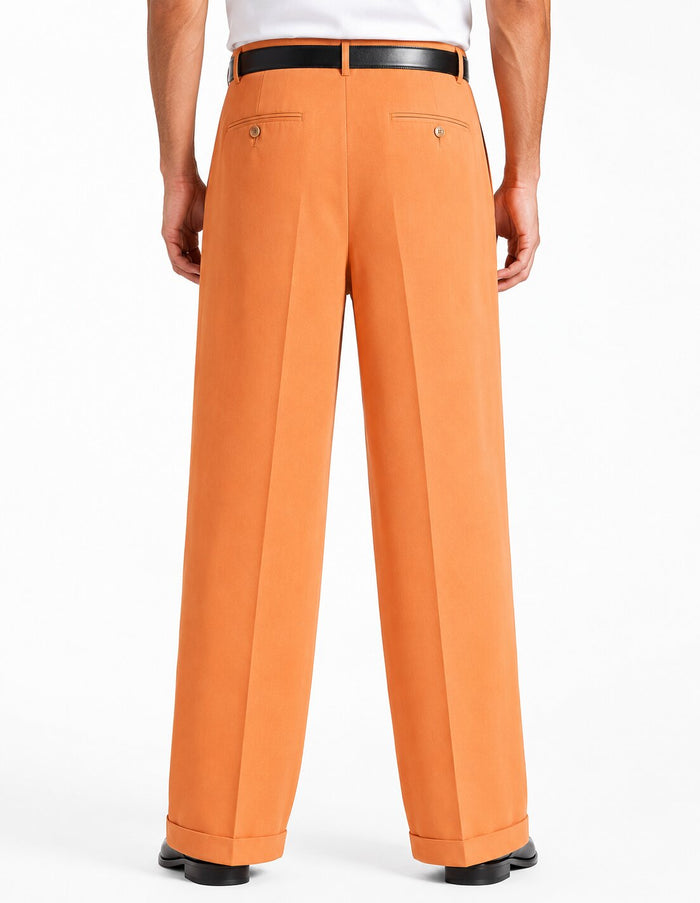 Daniel Men's Stylish Wide Leg Pants Peach ~ Light Orangish ~ Light Rust Men's Wide Leg Trousers - Cheap Priced Dress Slacks For Men On Sale