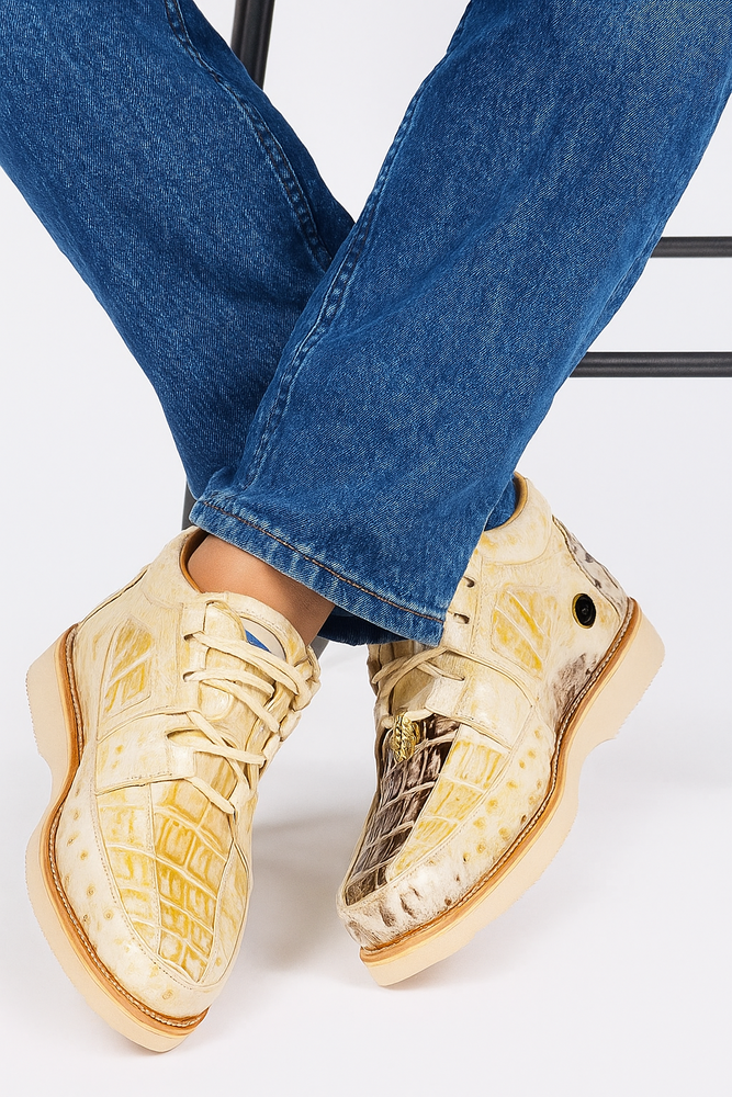 Men's Wild West Boots Caiman and Ostrich Skin Shoe 2ZA050249