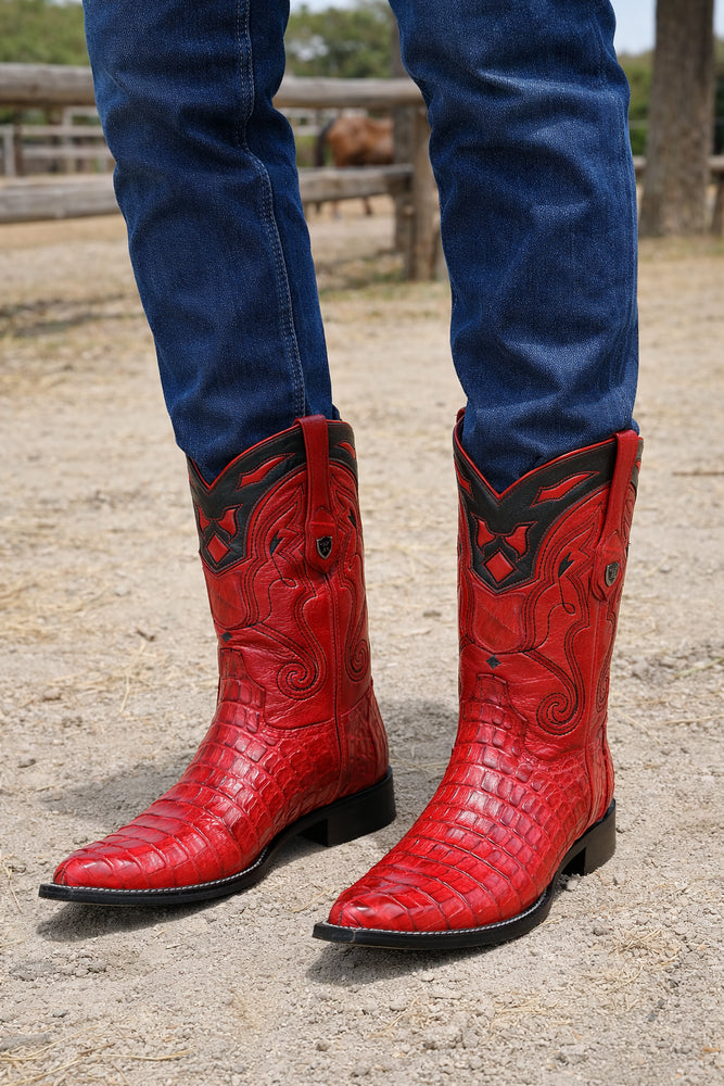 Men's Wild West Caiman Tail Skin 3X Toe Boots 29501-B