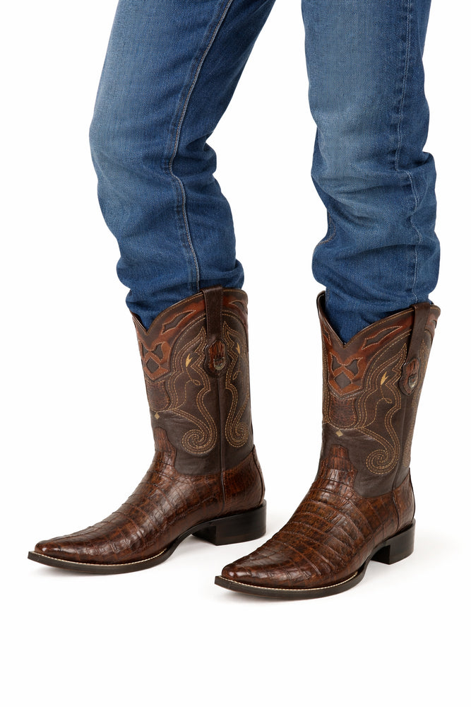 Men's Wild West Caiman Tail Skin 3X Toe Boots 29501-B