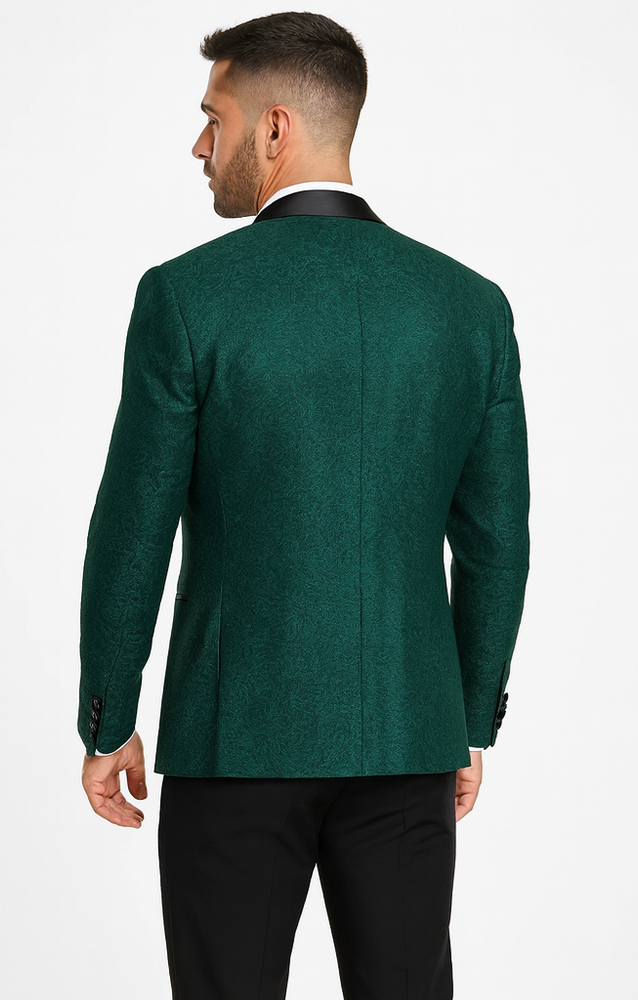 Men's Hunter Green Floral Lace Wedding Tuxedo with Vest – Designer Formal Suit