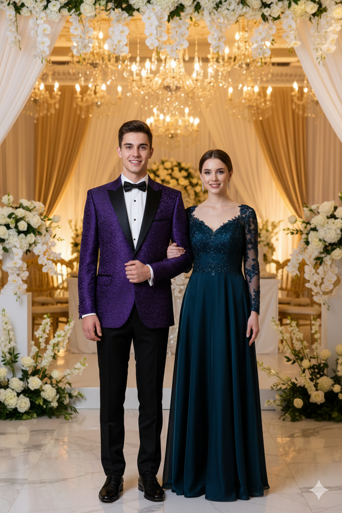 Purple Buttons Closure Floral Sportcoat