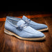 Zelli Meo 3 Suede and Genuine Crocodile Penny Loafers in Water Blue